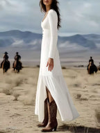 Slit Long Sleeve Dress