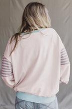 Delicacy Colorblock Patchwork Striped Sleeve Sweatshirt