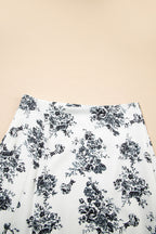 Black Boho Floral High Waist Ruffle Split Maxi Skirt