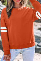 Coffee Varsity Striped Detail Drop Shoulder Oversized Sweatshirt