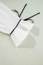 Ribbon Bowtie Collared Neck Flounce Sleeve Shirt