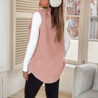 Wool-Like Sleeveless Vest with Lapel