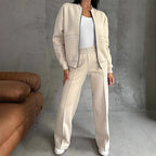 Women’s 2-Piece Zip-Up Sweatsuit Set — Jacket & Wide-Leg Sweatpants