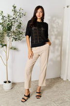 Mandy Ribbed Trim Round Neck Knit Top