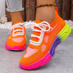 Breathable Mesh Lace-Up Casual Flats