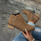 Women’s Retro High-Heel Ankle Boots – Chic Suede Single Boots