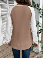 Waffle Knit Raglan Sleeve T-Shirt