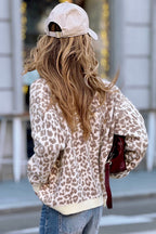 Orange Leopard Drop Shoulder Knitted Cardigan