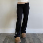 Vintage-style Personalized Printed Black Knit Pants