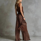 Leopard Print Sheer Wide-Leg Pants & Sleeveless Tank Top Set