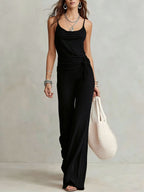 Women's Solid Color Sleeveless Top & Pants Two-Piece Set