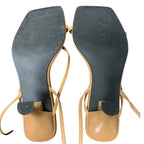 PiePieBuy Womens Size 7.5 Tan Ankle Strap Lace Up 3" Heel Thong Sandal Shoes