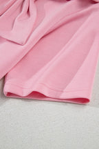 Pink Bow Applique Half Sleeve T-shirt