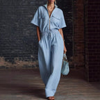Women’s Stand Collar Sleeveless Wide-Leg Jumpsuit