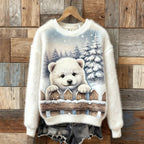 AutumnWinter Patterned Fleece Sweatshirt With Printed Design