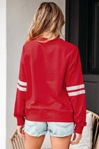 Sky Blue Varsity Striped Detail Drop Shoulder Oversized Sweatshirt