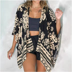 Women’s Printed Cardigan Top with Drop Shoulder Sleeves