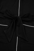 Black Contrast Trim Hooded Lounge Cardigan and Pants Set