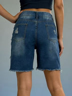 Full Size Ripped Frayed Hem Denim Shorts Plus Size