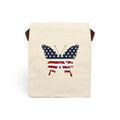 Canvas Lunch Bag  American Flag Butterfly Design (Patriotic Picnic Tote)