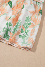 Orange Floral Contrast Edge Layered Short Sleeve Mini Dress