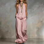 Women's V-Neck Ruffle-Trim Puff-Sleeve Two-Piece Set