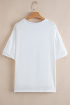 White Loose Half Sleeve Hi Low Hem T Shirt