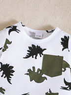 Children's Dinosaur Print Pocket Tee & Shorts Set