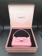 Charles & Keith Koa Leather Push-Lock Top Handle Bag Pink