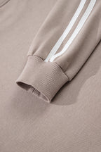 Gray Morn Varsity Striped Detail Crewneck Pullover Elastic Sweatpants 2pcs Outfit