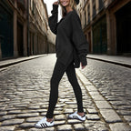 Women’s Solid Color 2-Piece Tracksuit — Crewneck Sweatshirt