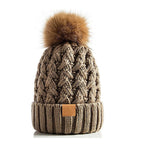 Snow Cap Knitted Hat Unisex Rolled Brim