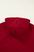 Racing Red Contrast Cuffed Drop Shoulder Zip up Tunic Hoodie