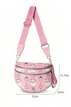 White HO HO HO Print Double Zip Crossbody Bag