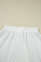 Yellow Cream Gingham Ruffle Hem Long Sleeve Pullover and Shorts Set