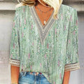 Cuff Printing Model Model Abstract V-neck Summer Thin Shirt