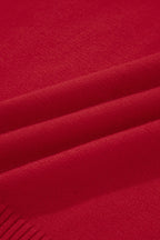 Fiery Red Contrast Trim Big Bow Accent Holiday Cropped Sweater