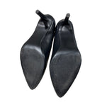 IDIFU Womens Size 7.5 Black 3" Stiletto Heel PU Leather Closed Pointed Toe Shoes