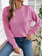 Side Slit Round Neck Sweatshirt