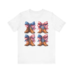T-Shirt American Cowboy Boot with American Flags Patriotic Tee