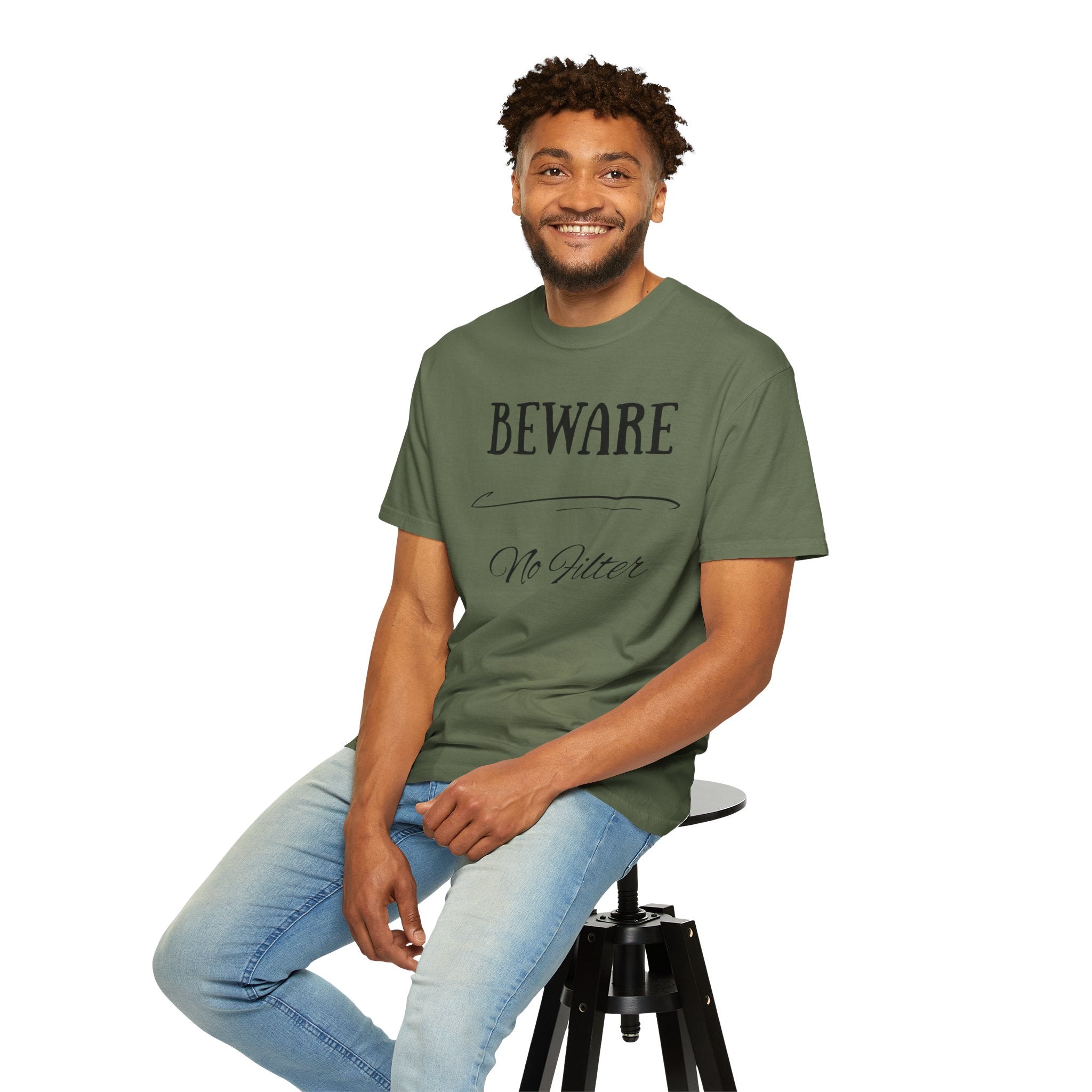 Unisex Graphic Tee - "Beware No Filter" T-shirt, Casual Wear, Gift Idea, Everyday Style, Statement Shirt