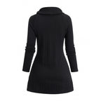 Womens Asymmetrical Turtleneck Long-Sleeve Knitted Cardigan