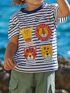 Children's Striped Animal Crew Neck T-Shirt