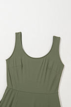 Four Leaf Clover Sleeveless Scoop Neck Flared Split Midi Dress
