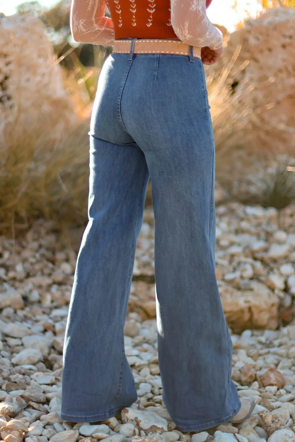 Ashleigh Blue Multi-Button High Waist Wide Leg Jeans