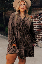 Jungle Green Plus Size Velvet Babydoll Mini Dress