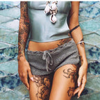 Beach Boyshorts Solid Color Women Sexy Bikini Swimming Trunks Crochet hook
