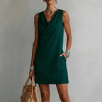 Women's Off-Shoulder Sleeveless Dress – Casual Pullover Midi Dress