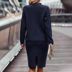 Women's Two Piece Set - Pullover Sweater & Bodycon Skirt Cozy Outfit