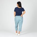 Paw Print Zipper-Hem Denim Capri Pants